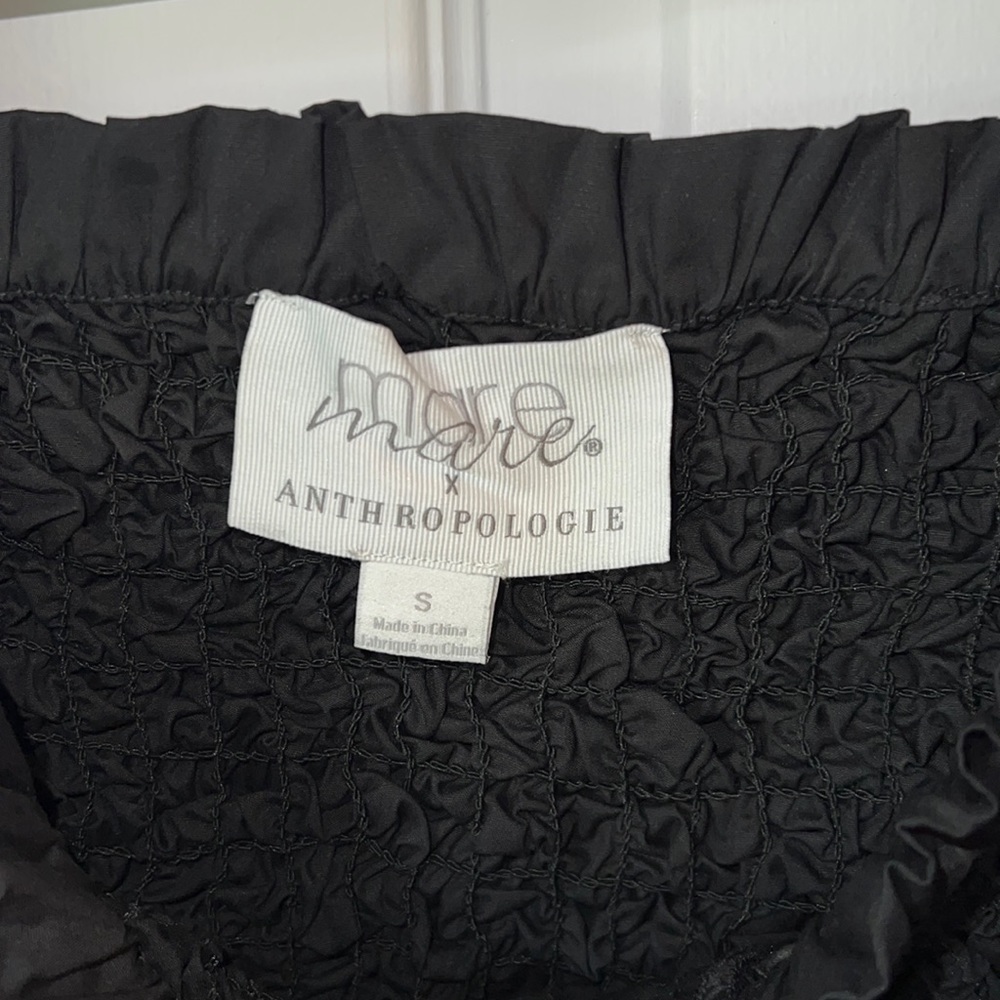 Anthropologie Black Mare Mare Smocked Bow-Tie Flutter Sleeve Top Blouse - Picture 6 of 6